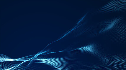 Dot blue wave light screen gradient texture background. Abstract  technology big data digital background. 3d rendering.