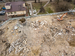 Fototapeta na wymiar Construction site in the city. Aerial drone view.