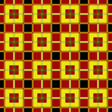 Red And Yellow Check Pattern, Scottish Tartan