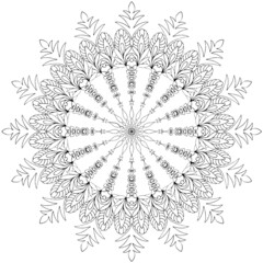 black and white unusual mandala, seamless pattern with elements, round, circle or square