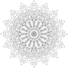 black and white unusual mandala, seamless pattern with elements, round, circle or square