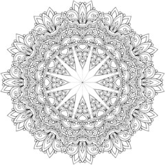 black and white unusual mandala, seamless pattern with elements, round, circle or square