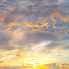 Naklejka na ściany i meble Dramatic colorful sky at sunset