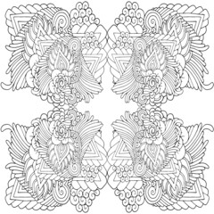 black and white unusual mandala, seamless pattern with elements, round, circle or square