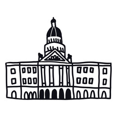 California State Sacramento or Texas Austin Capitol building. Doodle style illustration.