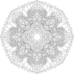 black and white unusual mandala, seamless pattern with elements, round, circle or square