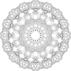 black and white unusual mandala, seamless pattern with elements, round, circle or square