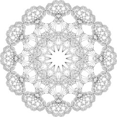 black and white unusual mandala, seamless pattern with elements, round, circle or square