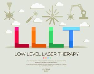 LLLT mean (low level laser therapy) Laser acronyms ,letters and icons ,Vector illustration.
