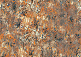 seamless abstract watercolor brown textural background with brown, orange and gray paint spots, strokes