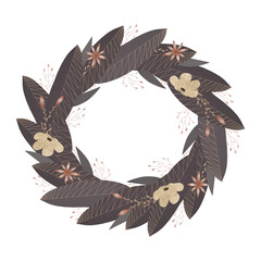 A wearth of flowers in brown shades in a calm range 