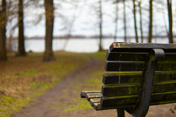 Bench near to the lake, beautiful scenic location in Brandenburg