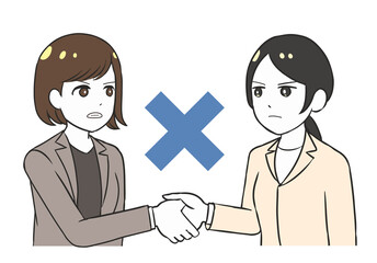 握手をする　ビジネス　契約不成立の女性