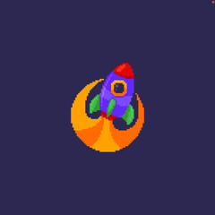 Pixel art rocket