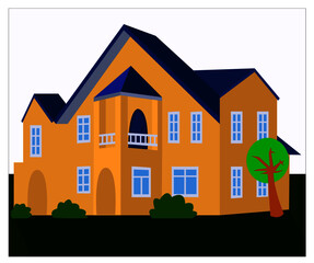 A big house with a garden.