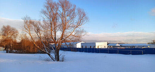 Fototapeta na wymiar Winter industrial landscape