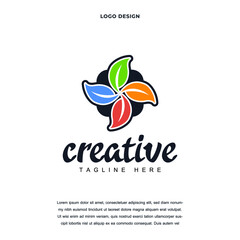 Creative flower leaf icon logo design vector illustration. leaf flower logo design color editable