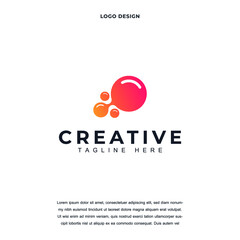 Fototapeta na wymiar Creative technology icon logo design vector illustration. technology dot logo design color editable