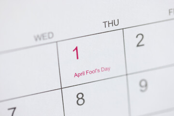 April Fools' Day is marked on calendar