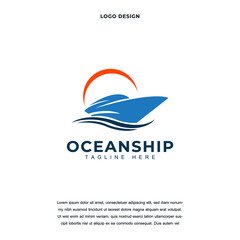 Creative ocean Cruise ship icon logo design vector illustration. nautical sailing boat logo design color editable