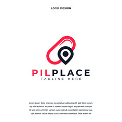Creative pil and pin location icon logo design vector illustration. pil and pin location logo design color editable