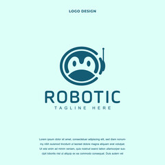 Creative robot icon logo design vector illustration. robotic logo design color editable