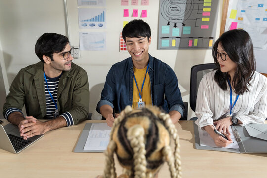 Asian startup business people team do job interview candidate for the job position