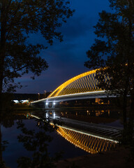 Obraz premium Troja bridge across river in Prague. Public transport construction.