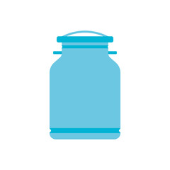 Water flask icon. Milk flask. Colored blue silhouette. Vector flat graphic illustration. The isolated object on a white background. Isolate.