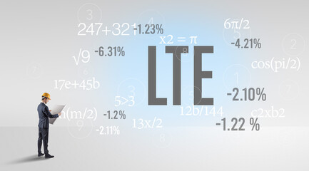 Technology Engineer in hard hat with LTE abbreviation