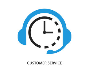 Support service with headphones. Hotline customer service. Call center. Vector Illustration.