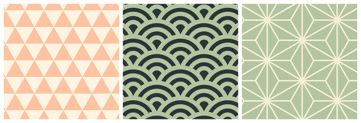 Asian seigaiha seamless pattern with sea waves