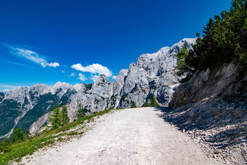 Panoramatic view on the way to Vrsic viewpoint, Vrsic pass, Slovenia, Triglav national park