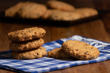 Homemade chocolate cookies. Freshly baked cookies.