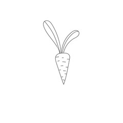 Handdrawn carrot doodle icon. Hand drawn black sketch. Sign symbol. Decoration element. White background. Isolated. Flat design. Vector cartoon illustration