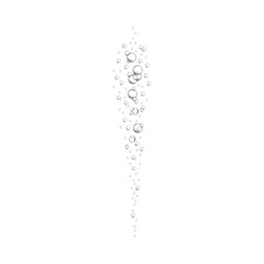 Streaming oxygen bubbles. Carbon dioxide effect in fizzy drinks like sparkling water, soda, lemonade, champagne, beer and other carbonated beverages. Vector realistic illustration.
