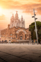 Picture of Tibidabo Temple captured during an amazing sunset