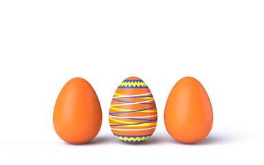 Three orange Easter eggs 3D