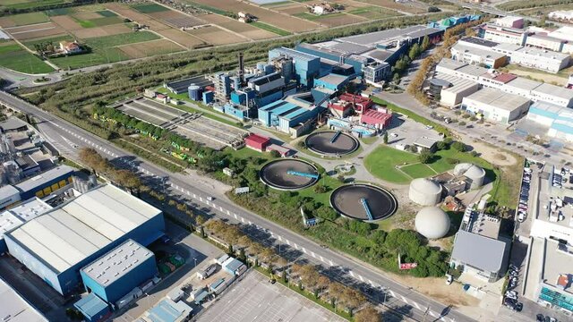 Aerial view of a chemical plant in Mataro. Spain