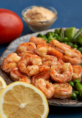 Red prawns prepared at wok
