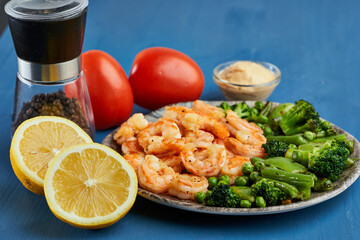Red prawns prepared at wok