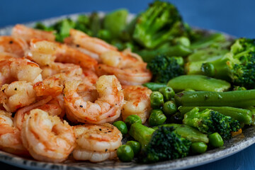 Red prawns prepared at wok