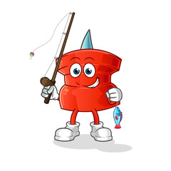 push pin fisherman illustration. character vector