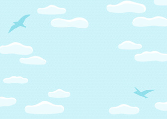 やさしい空と鳥のシルエットの背景