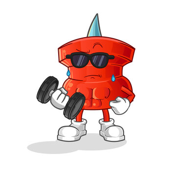 recommend clip art: push pin lifting dumbbell vector. cartoon character