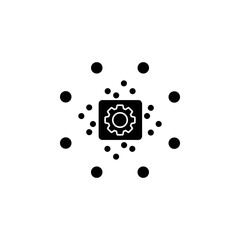 Chip technology black icon vector