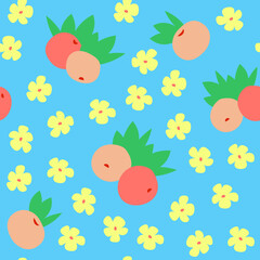 Oranges and flowers seamless pattern design