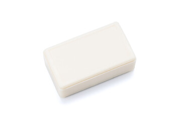 white soap bar isolated on white background. antibacterial soap brick cut out