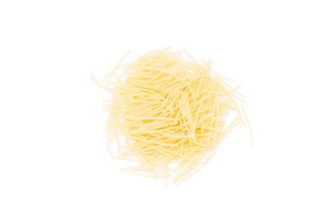pasta vermicelli pile isolated on white background. dry vermicelli cut out