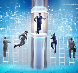 Businessmen in accelerated and fast promotion concept